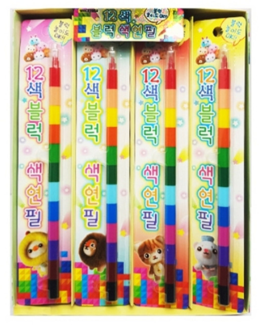 [오소사소] 휴대하기 좋은 12색 색연필 블럭 5자루, 5개