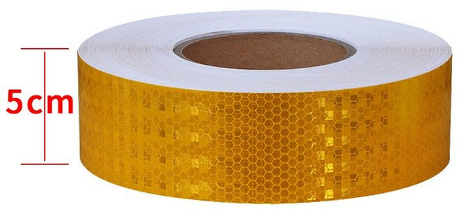 交通護欄安全警示反光貼條 限高柱路樁反光膠帶 加油站夜間防撞貼紙, 5CM寬*黃色, 1個