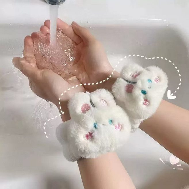 귀여운 토끼 세안 방수 슬리프 손목밴드, 1개, 화이트