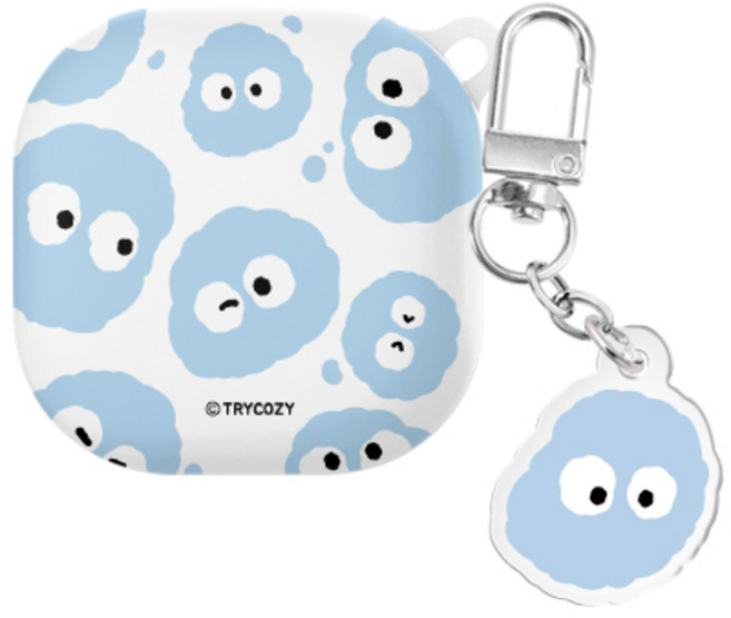 몽몽 와글와글 버즈라이브/버즈3/버즈3프로 하드 케이스 +아크릴 키링 세트, 몽몽 와글와글_블루, 버즈라이브(공용), 1개