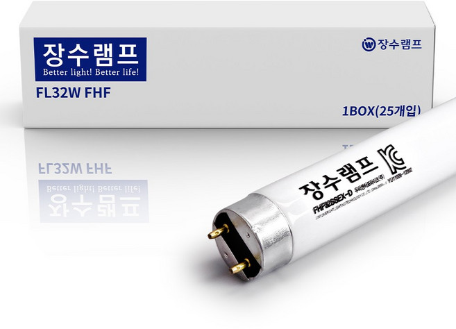 장수램프 직관 형광등 삼파장 직관형광램프 FHF 32W 25입(1박스), 주광색, 25개