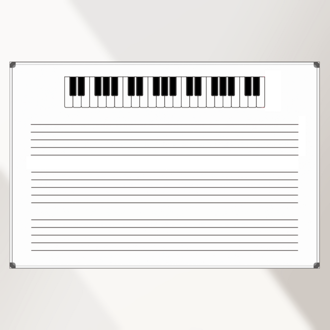 칠판나라 피아노 오선칠판 900x600 음악학원 피아노건반 오선지 주문제작 화이트보드 도안인쇄 칠판, 일반형(알자석부착 불가), 실버프레임