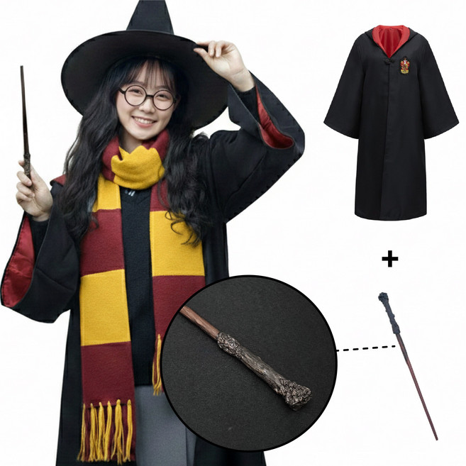 [청춘교복] 고퀄리티 해리포터 지팡이 2종세트 로브+지팡이 코스프레 할로윈 마법사 졸사 졸업사진