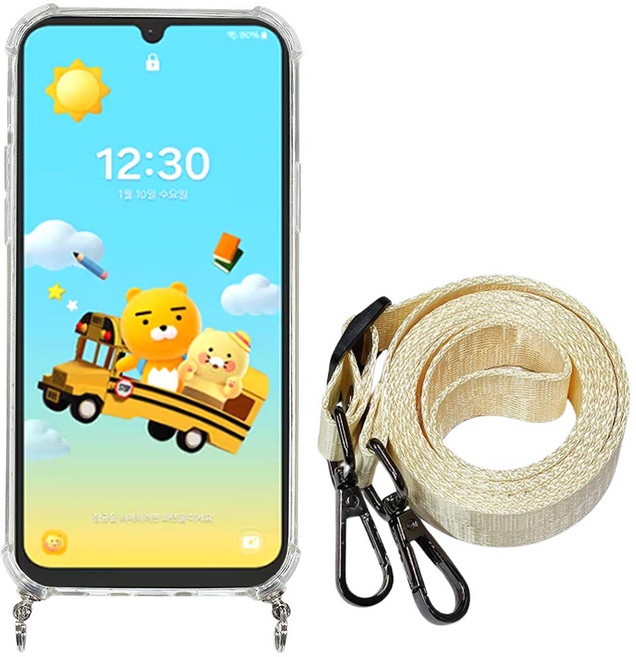 키즈폰 LG U+ 춘식이2 목걸이 케이스 + 액정보호필름(2매) 세트 SM-A245