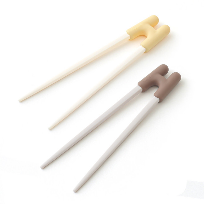 탁가온 유아 3단계 교정젓가락, 1세트, 옐로우/브라운