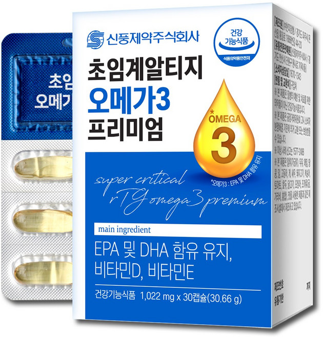 신풍제약 초임계 알티지 오메가3 프미리엄 rTG 혈행개선 영양제, 30정, 1박스