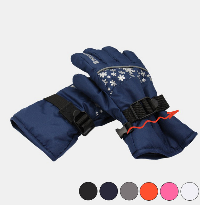 인콘트로 아동 스키 장갑 이중방수 어린이 겨울 방한 장갑, 분홍색, 1개