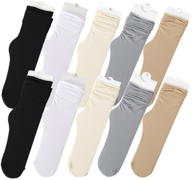 미니멀모다 여성 심플 돌돌이 얇은 골지 중목 스타킹 양말 10켤레