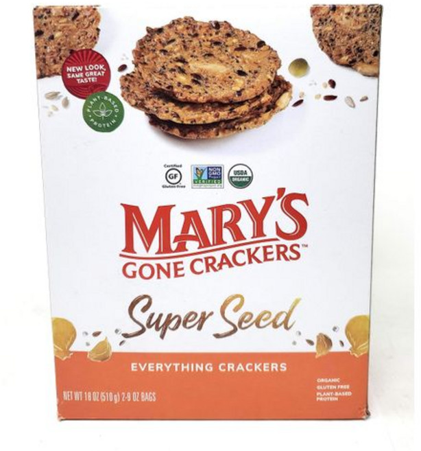 18온스 메리스 곤 크래커 유기농 9 온스 (2개 팩) 18oz Mary's Gone Crackers Organic 9 Ounce (Pack of 2), 1개, 510g