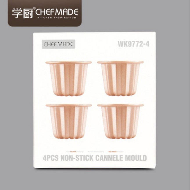 Chefmade學廚WK9772-4不沾天使之鈴可麗露蛋糕模法式甜點烤盤(4入)wk9772-4, 1個