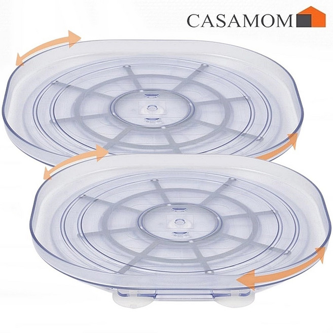 [까사맘 본사출고] 까사맘 냉장고 턴테이블 (2개) 다용도 회전트레이 수납 정리대, 2개