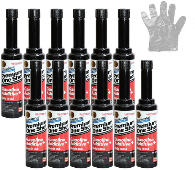 스타나다인 연료첨가제 가솔린용 원샷 oneshot 150ml * 12개 + 비닐장갑 1장, 1개