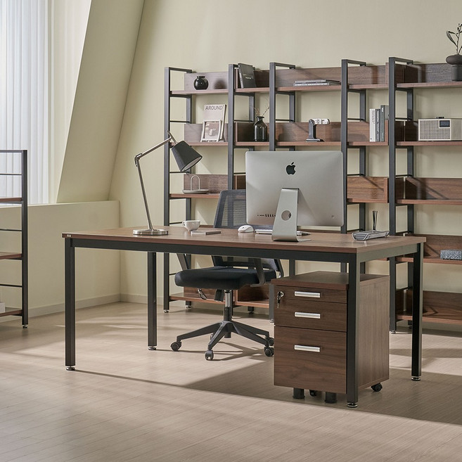 TS-04 철제 컴퓨터 책상 1800x800 데스크테이블, 화이트프레임, 오크