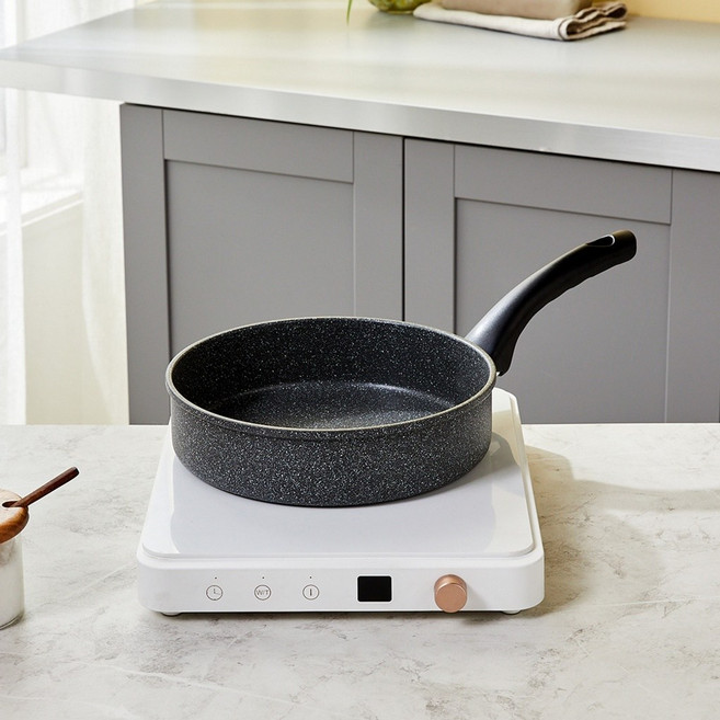 모던하우스 인덕션 국산 레인포레스트 블랙 스톤코팅 깊은팬, 24cm, 1개