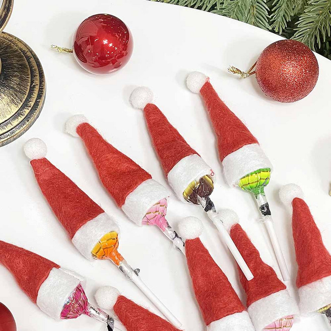 파티앤온 크리스마스 선물 포장 미니 산타 사탕 모자, 100p