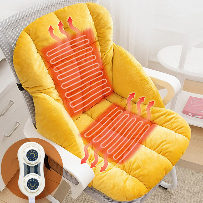 [SMTONE] 가열식 등받이의자 극세사 전기방석 1인용 의자 온열 방석 겨울 등받이 의자 쿠션 전기매트 전기장판 의자쿠션, 그레이