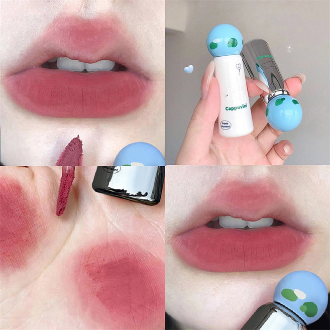 립 글로스 귀여운 토끼 벨벳 매트 머드 립스틱 워터프루프 오래 입술 메이크업 학생, [02] 03, 03, 2.5g