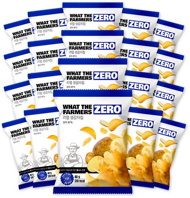 왓더파머스 무설탕 제로 과자 저당 간식 무가염 통 슬라이스 리얼 생감자칩, 20개, 40g