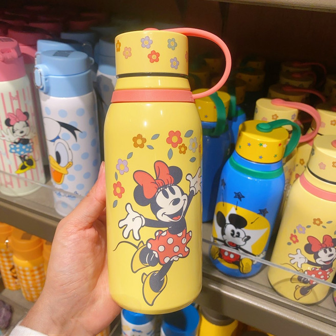 디즈니랜드 캐릭터 텀블러 보온보냉 물병 스텐 휴대용, 1개, 330ml, 옐로우 미니마우스
