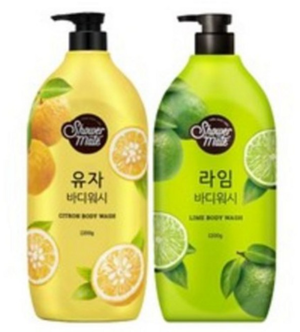 애경 샤워메이트 바디워시 1200g X 2개, 유자+라임, 1.2kg