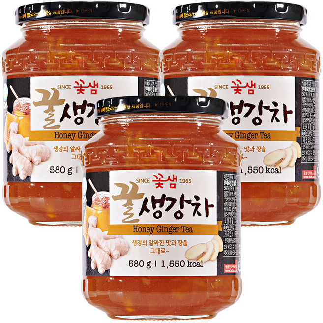 꽃샘 꿀생강차, 580g, 3개, 1개입