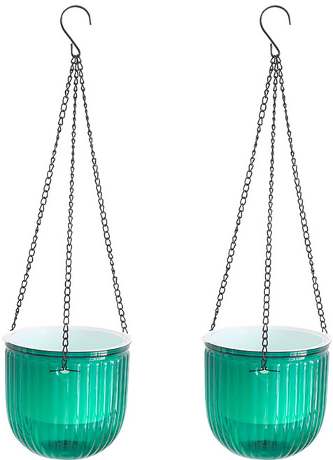 저면관수 행잉화분 플라스틱 걸이 화분, 2개, 그린