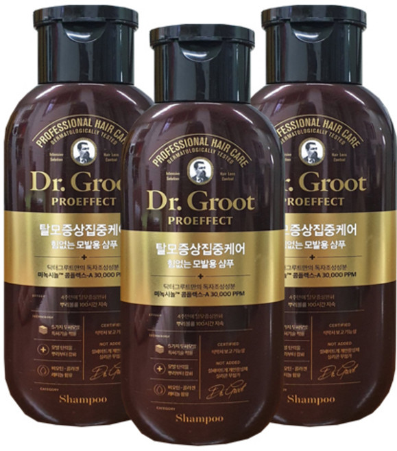 닥터그루트 시즌3 프로이펙트 샴푸 탈모 증상집중케어, 190ml, 3개