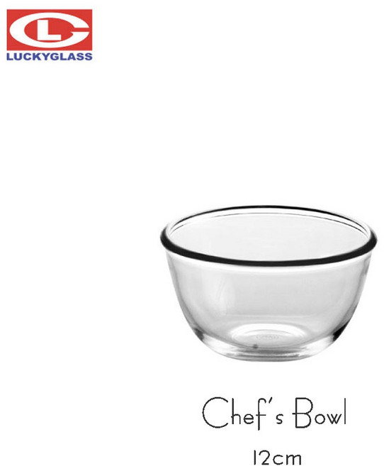 LUCKY 廚師佐料碗-12cm 玻璃碗 甜點碗 烘焙用品 405mL, 1個