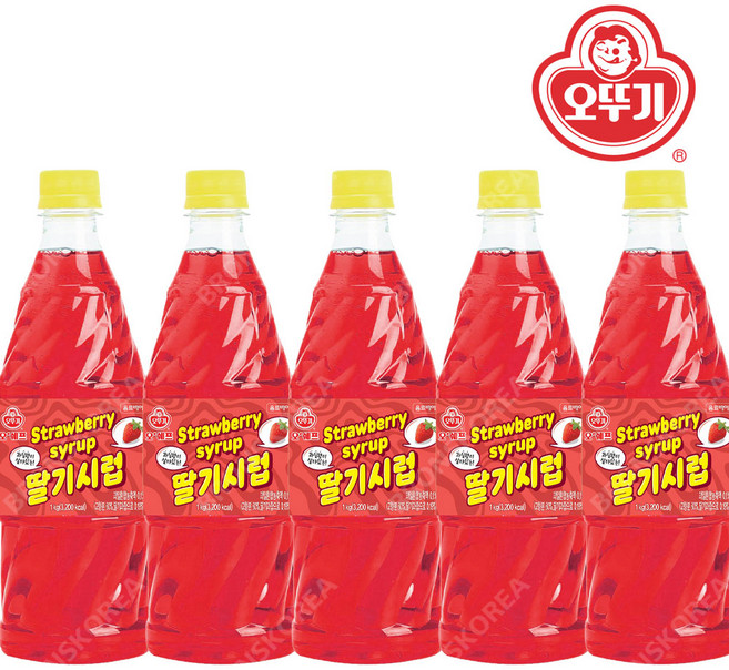 오뚜기 딸기향 슬러시시럽 슬러쉬 원액 음료, 1kg, 5개