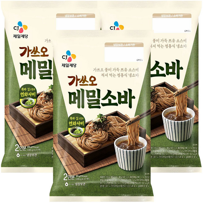 씨제이 가쓰오 메밀소바, 570g, 3개