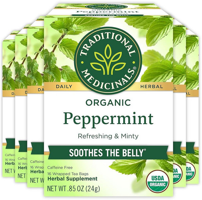 Traditional Medicinals 유기농 가스 완화 소화 차 (6개 팩) - 및 더부룩함 총 96개의 티백, 24g, 16개