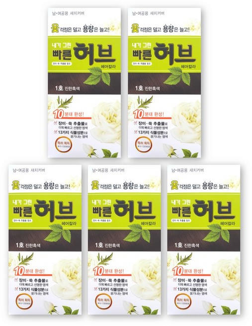 광동제약 내가그린 빠른허브 약국정품 셀프염색, 1호, 5개