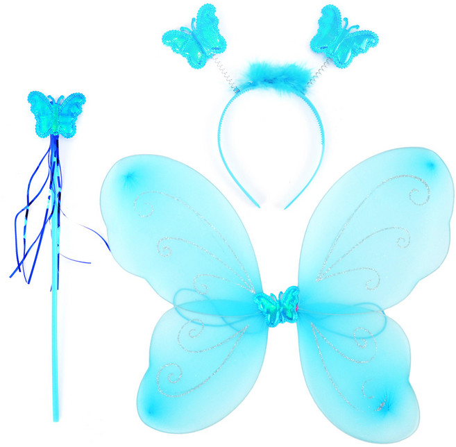 파티쇼 천사 요정 날개 블루 세트 천사 의상 공주 공연 학예회 장기자랑 분장, 단품, 단품