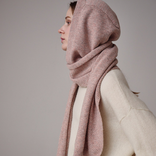 플레인 겨울 니트 바라클라바 모자 핑크