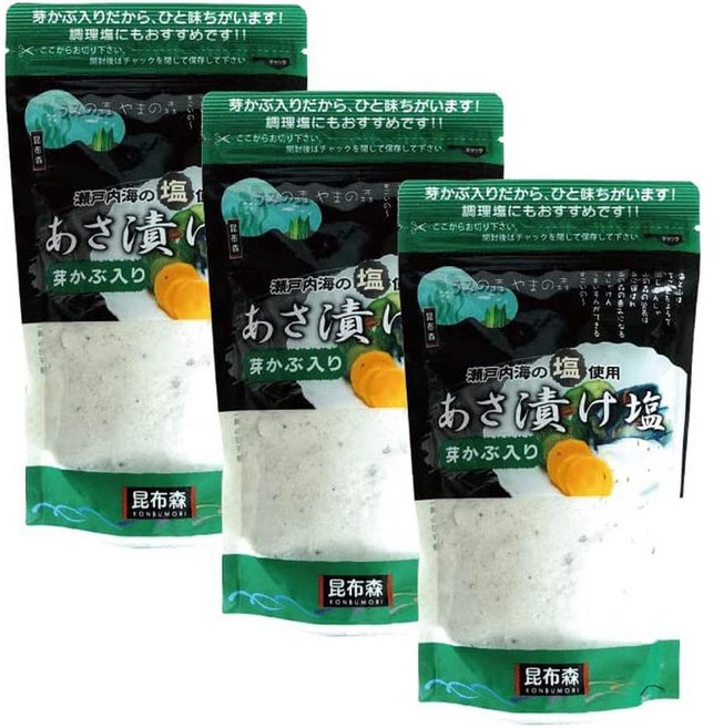 아사즈케 새싹 소금 280g x 3입 시즈닝 소금 얕은 절임용 생선구이 오징어구이 파스타용, 사이즈, 1개