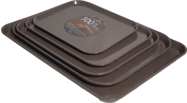 논슬립 사각쟁반 사각트레이 업소용 가정용 6가지 사이즈, 1개, 브라운