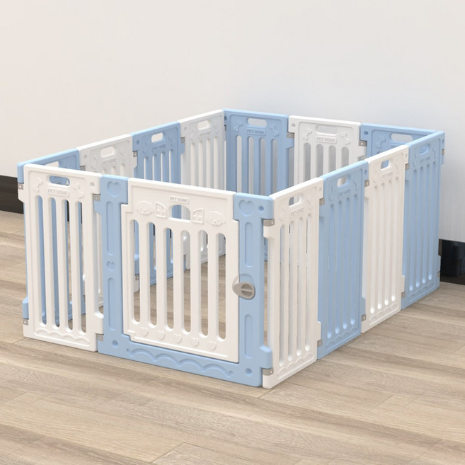 펫홈 강아지 고양이 반려동물 펜스 65cm 12+1 블루&화이트, 블루&화이트 12+1