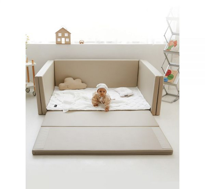도노도노 하이가드 멀티범퍼침대+모달 패드 세트 (먼지제로 범퍼침대+구름 모달 아기 패드), 먼지없는 범퍼침대 하이가드 - 베이지, 아이보리