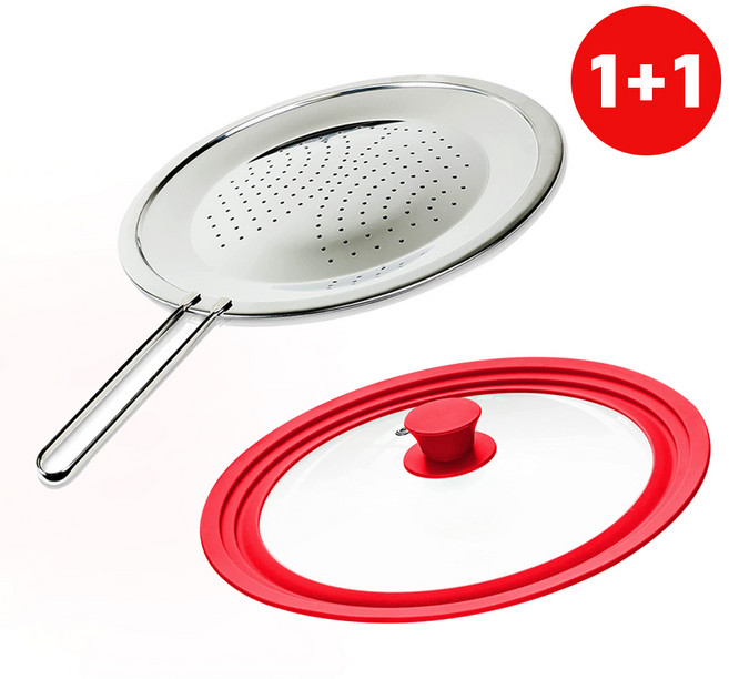 리빙글로리 기름방지망 28cm+실리콘 멀티 뚜껑/냄비 후라이팬 스텐 뚜껑 덮개, 1개