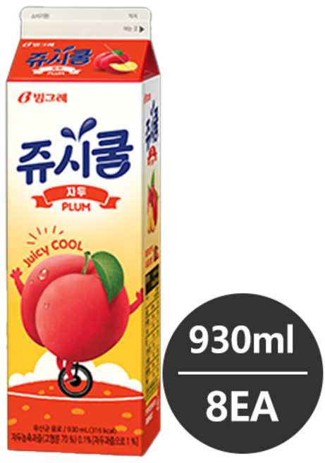 빙그레 쥬시쿨 자두 930ml 8개 냉장배송