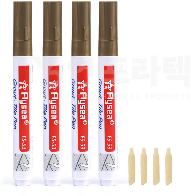 연프라텍 타일마카펜 셀프시공 타일 줄눈 마커펜 타일틈새 보수제, 골드, 4개