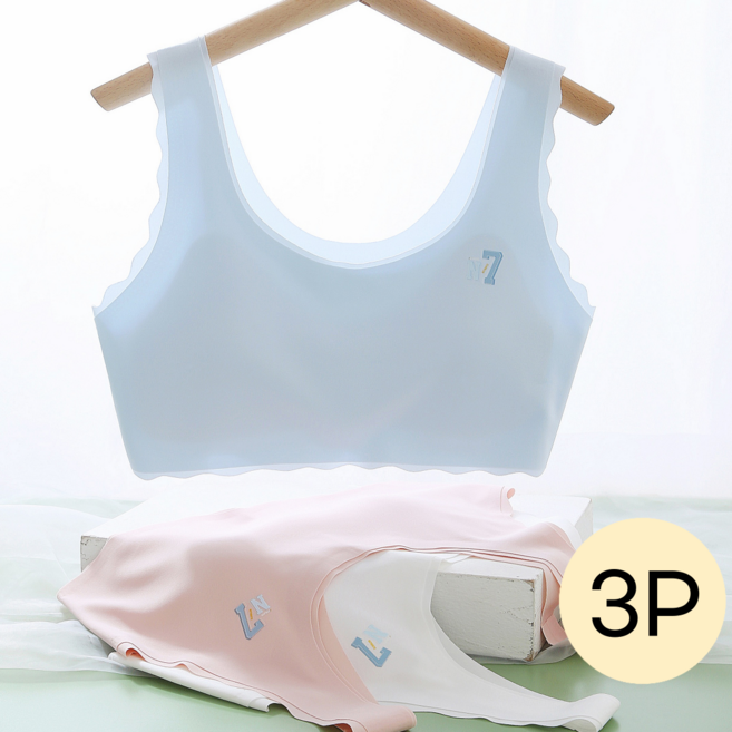 MIZ DAY 귀여운 고양이 일체형캡 주니어브라 3P