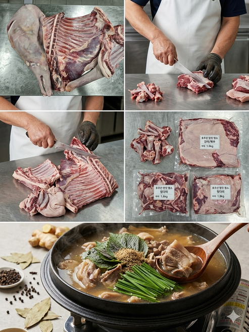 호주산(암컷)염소(총 7kg) 반마리 통 골발 구성정육 5kg 뼈 2kg, 7kg
