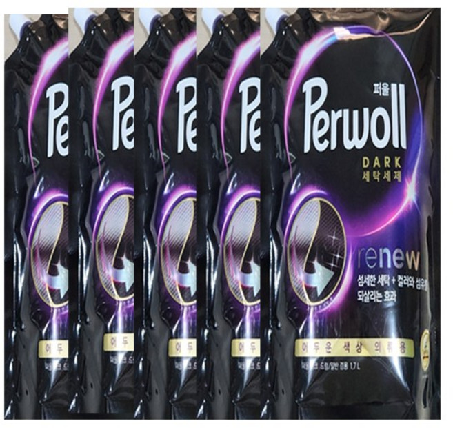 퍼울 기능성 세탁세제 다크 리필 어두운 의류 청바지 세탁, 1.7L, 5개