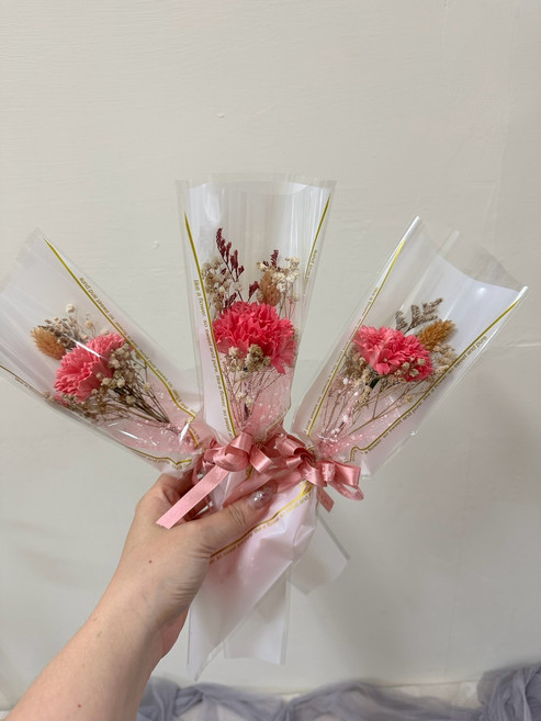 迷你乾燥花束 甜美純淨, 桃色