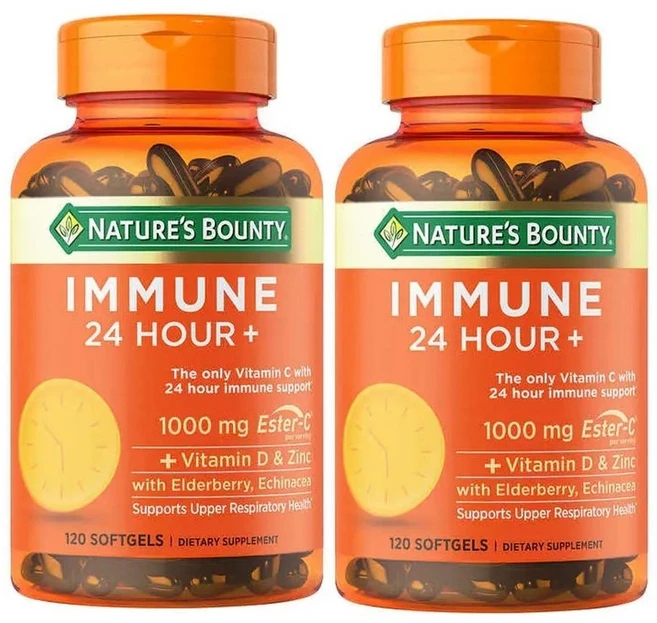 네이쳐스 바운티 이뮨 24아워 Nautre's bounty Immune 24Hour+ 120 Softgel, 2개, 120정 - 쿠팡