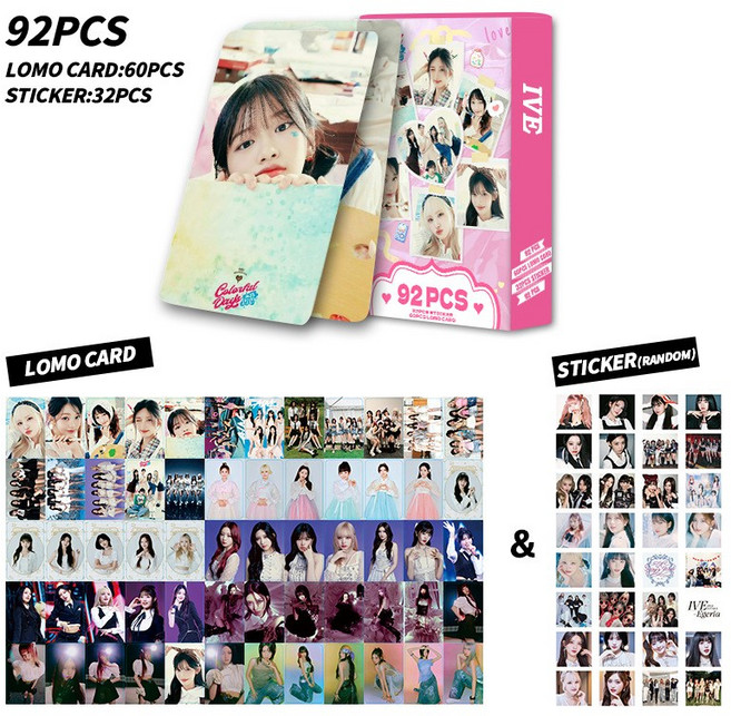 아이브 포토카드 스티커 92장 / 포카 60장+스티커 32장, 컬러풀 데이 92장