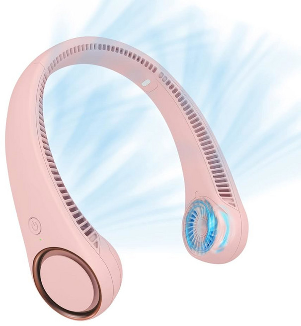 넥 선풍기: 휴대용 목 냉각 충전식 블레이드리스 선풍기 - 핸즈프리 3단 4000mAh 배터리 USB 작동 웨어러블 헤드폰 디자인 남성용 야외 실내 블랙, Pink