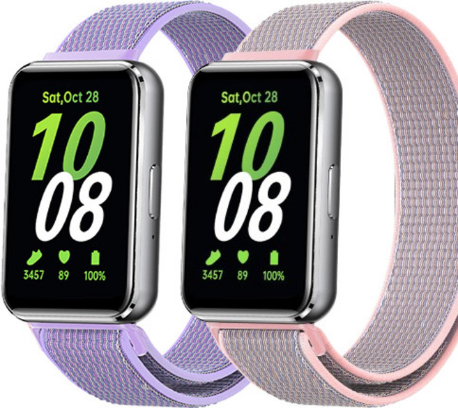 림스테일 갤럭시핏3 스트랩 나일론 스포츠 1+1, 핑크 + 퍼플