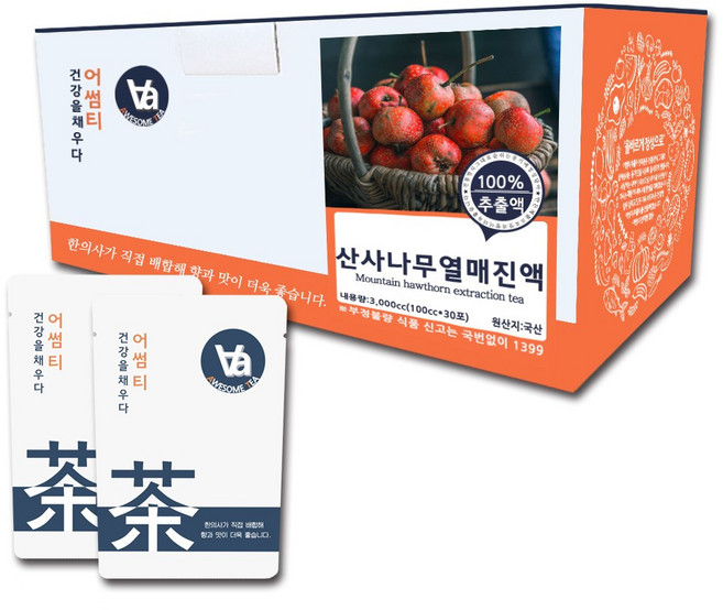 어썸티 산사나무열매 진액, 100ml, 30개